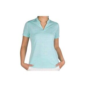 Thirty Sixty Six Women's Short Sleeve Collarless Polo Aqua Size M